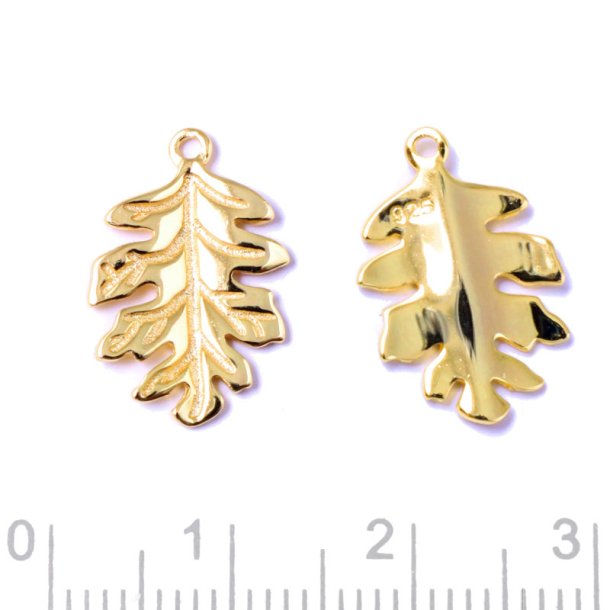 Anh�nger, Eichenblatt, vergoldetes Sterlingsilber, 17x11 mm, 1 Stck