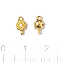Daisy flower connector with 2 loops, 18K gold-plated silver, 8.8x5mm, 2 pcs