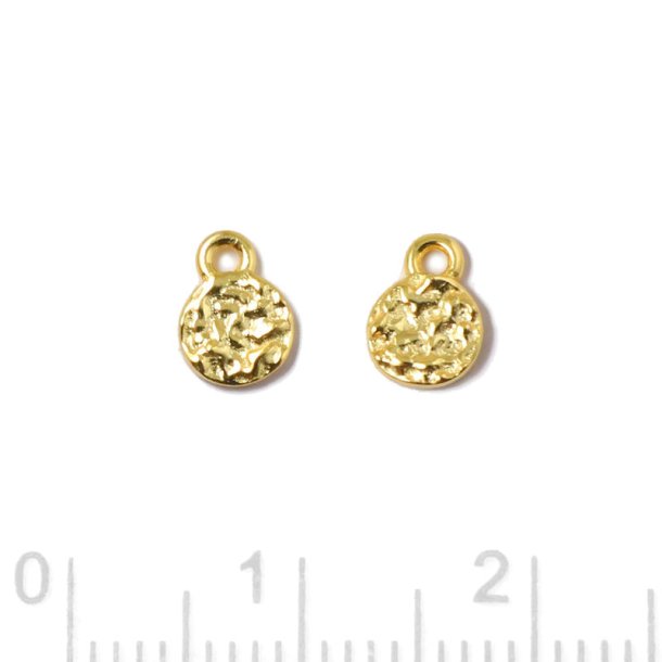 Anhnger, gehmmerte Mnze mit se, vergoldetes Silber, 5x7 mm, 2 Stck