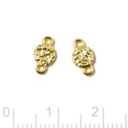 Zwischenstck, gehmmerte Mnze mit 2 sen, vergoldetes Silber, 5x8,7 mm, 2 Stck