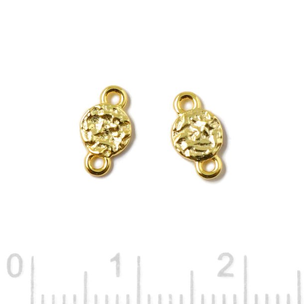 Zwischenstck, gehmmerte Mnze mit 2 sen, vergoldetes Silber, 5x8,7 mm, 2 Stck