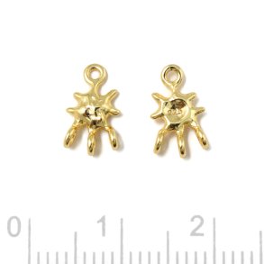 Middle link, uneven star with 4 eyes, gold-plated silver, 10.5x6 mm, 2 pcs