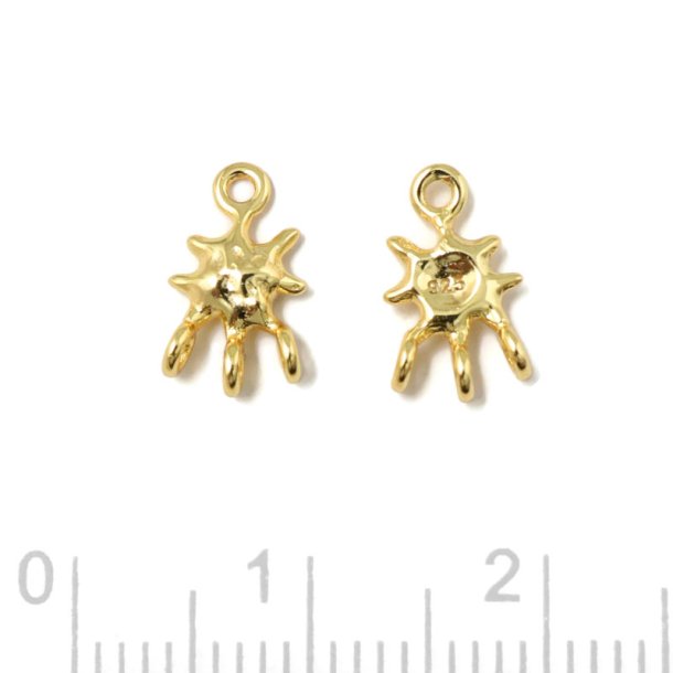 Zwischenstck, unebener Stern mit 4 sen, vergoldetes Silber, 10,5x6 mm, 2 Stck