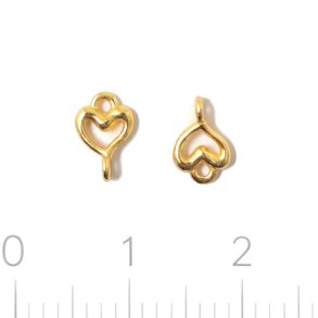 Open heart connector with 2 loops, gold-plated silver, 7.5x5mm, 2 pcs