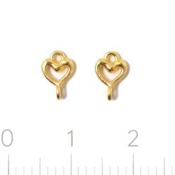 Open heart connector with 2 loops, gold-plated silver, 7.5x5mm, 2 pcs