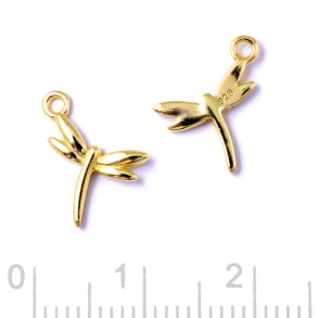 Anh�nger, Libelle mit �se, vergoldetes Silber, 11,5x11,5 mm, 1 St�ck