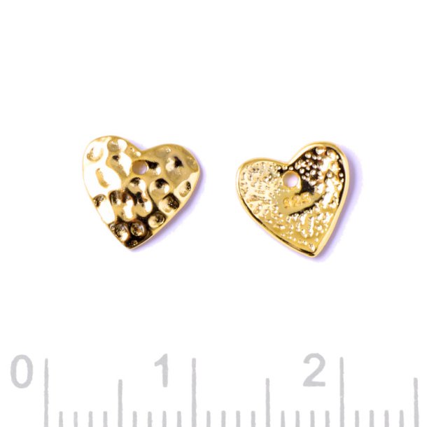 Herz-Anh�nger, leicht gew�lbt, geh�mmert, vergoldetes Silber, 8x8 mm, 1 Stck