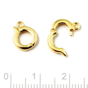 Clip-on ring with eye for pendant, gold-plated silver, hole: 5 mm, 1 pc