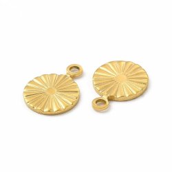 Pendant, faceted disc, gold-plated steel, 11x8x1 mm, 6 pcs