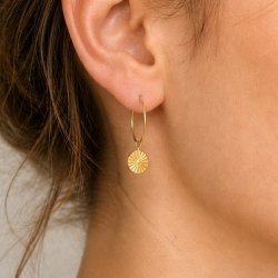 Pendant, faceted disc, gold-plated steel, 11x8x1 mm, 6 pcs