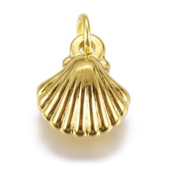 Anhnger, muschel mit se, vergoldeter stahl, 12,5x10,5x4 mm, 1 Stk