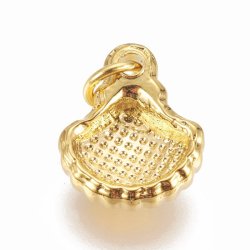 Anhnger, muschel mit se, vergoldeter stahl, 12,5x10,5x4 mm, 1 Stk