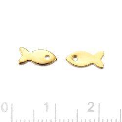 Anhang, Fisch, vergoldeter Edelstahl, 8,5x4x0,8 mm, 6 Stck