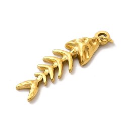 Fiske-skelet, vedh�ng med �sken, 18k forgyldt st�l, 28x9 mm, 1 stk