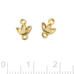 Zwischenglied, kleine Lotus-blume, 2 sen, Silber vergoldet, 9,5x6x1,8 mm, 2 Stck