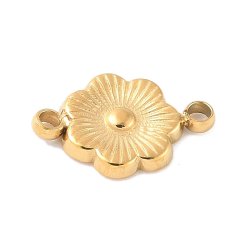 Zwischenglied, gerillte Blume mit 2 �sen, vergoldeter Edelstahl, 11x7,5x1 mm, 2 St�ck