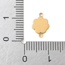 Zwischenglied, gerillte Blume mit 2 �sen, vergoldeter Edelstahl, 11x7,5x1 mm, 2 St�ck
