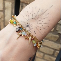 Anhnger, gedreht, gehmmert, 1 Loch, Silber vergoldet, 9,5x4 mm, 2 Stck