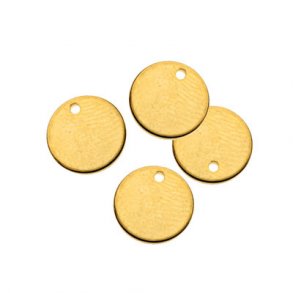 Gilded silver, shiny coin with hole at the edge, 6mm, 2pcs.