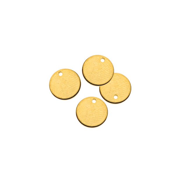 Gilded silver, shiny coin with hole at the edge, 6mm, 2pcs.