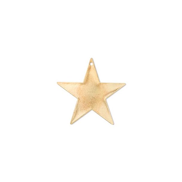 Gilded brass star, large, polished, with hole, 33mm, 2pcs.