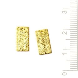 Vergoldetes Sterlingsilber, rustikale Vierecke, 12x6 mm, 2 Stk.