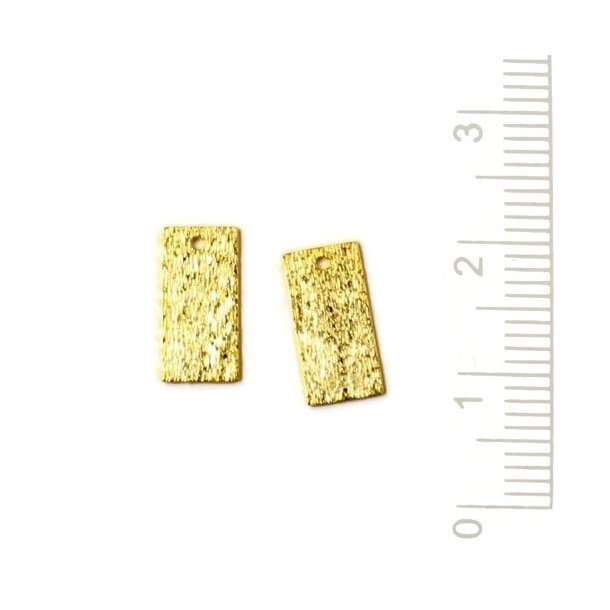 Gold-plated Sterling silver, brushed, rectangles, 12x6mm, 2pcs.