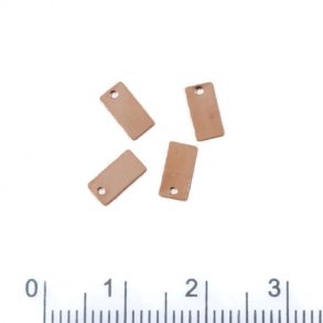 Viereck mit Loch, glänzend, rotvergoldetes Silber, 8x4 mm, 4 Stk.