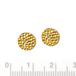 Gehmmerte Mnze mit 1 mm Loch, vergoldetes Silber, 8x1 mm, 2 Stk