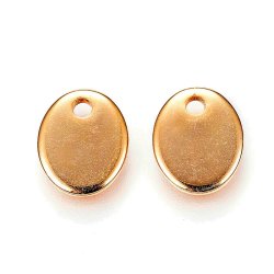 Vergoldeter Edelstahl, ovale Platte mit loch, 9x7x1 mm, 6 Stk.