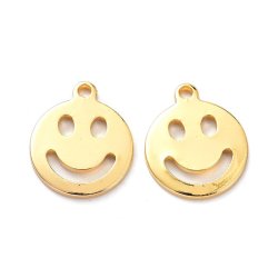 Smiley-Anhnger mit se, stark vergoldetes Messing, 13x11x1 mm, 2 Stck