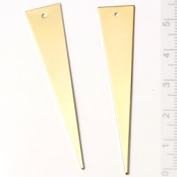 Langes Dreieck mit Loch, vergoldetes Messing, glnzend, 60x13mm, 2 Stk.