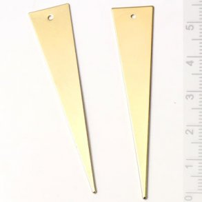Langes Dreieck mit Loch, vergoldetes Messing, glnzend, 60x13mm, 2 Stk.