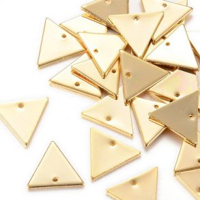 Dreieck mit Loch, vergoldetes Messing, glnzend, 14x12 mm, 6 Stk.