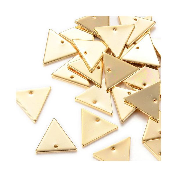 Shiny triangle with hole, gilded brass, 14x12mm, 6pcs.