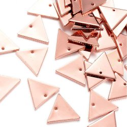 Dreieck mit Loch, rosa vergoldetes Messing, glnzend, 14x12 mm, 6 Stk