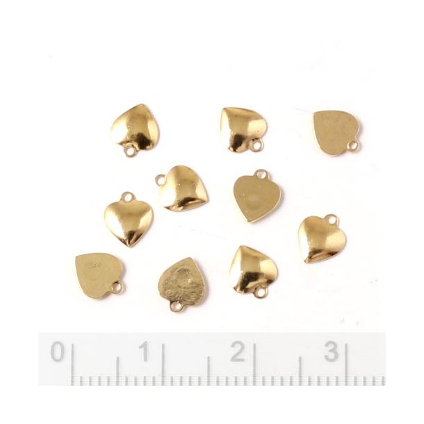 Small heart pendant with eye, gilded brass, 6.5x5,5mm, 10pcs