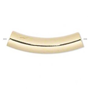 Gilded curved tube, 23x5mm, 6pcs.