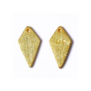 Vergoldetes Sterlingsilber, rustikale spitze Rauten, 13x7 mm, 2 Stk.