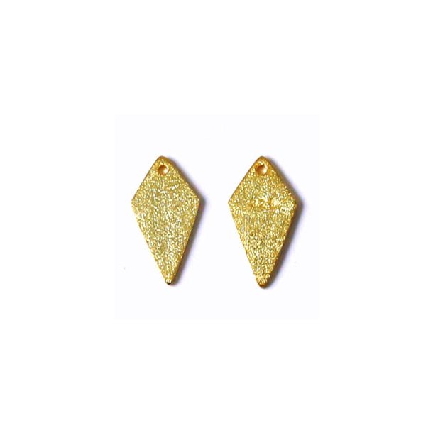 Gold-plated Sterling silver, brushed, pointed diamond, 13x7mm, 2pcs.