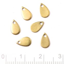 Tropfenf&ouml;rmiger Anh&auml;nger, vergoldeter Stahl, flach, 8x5x0,6 mm, 6 St&uuml;ck
