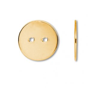 Münze oder Knopf, vergoldetes Silber, zwei 1,5 mm Löchern in der Mitte, 925-marke, 10x0,8 mm, 1 Stk