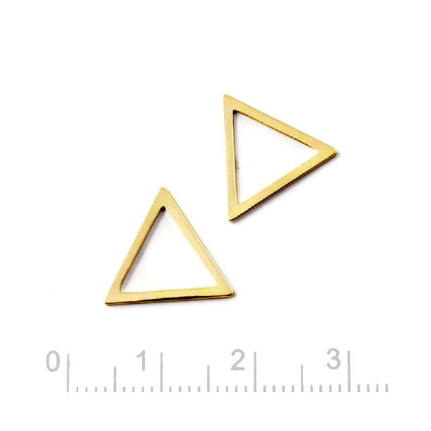 Simple triangle, gold plated silver, 15x15x15mm, 2pcs