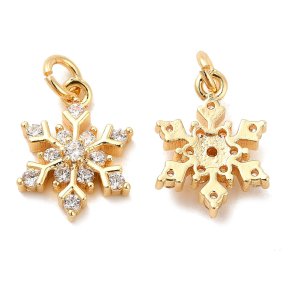 Eiskristall mit Zirkonia, vergoldetes Messing, Anhnger mit se, 11,5x15x4 mm, 2 Stck