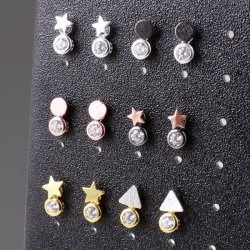 Kleine Anh&auml;nger mit Zirkonia und 1 &Ouml;se, vergoldetes Silber, 7x4x3mm, 2 Stk