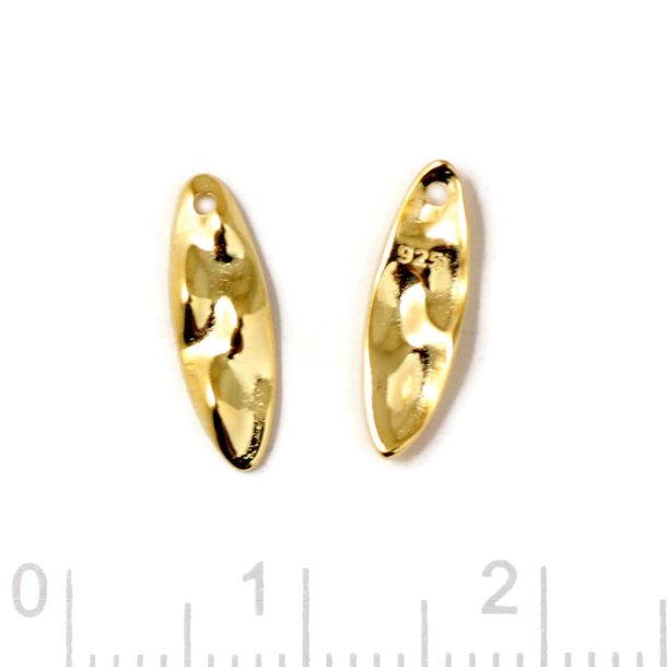 Anhnger, ungleichmig, oval, mit 1 Loch, vergoldetes Silber, 13x4x1,5 mm, 2 Stck