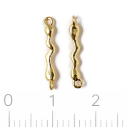 Mellemled, b�lget stav med 2 �jer, forgyldt s�lv, 16,5x2 mm, 1 par
