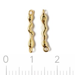 Mellemled, b�lget stav med 2 �jer, forgyldt s�lv, 16,5x2 mm, 1 par