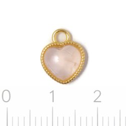 Heart charm with green gemstone, twisted bezel, 18K gold-plated silver, 12.3x9.9 mm, 1 pc