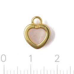 Heart charm with green gemstone, twisted bezel, 18K gold-plated silver, 12.3x9.9 mm, 1 pc